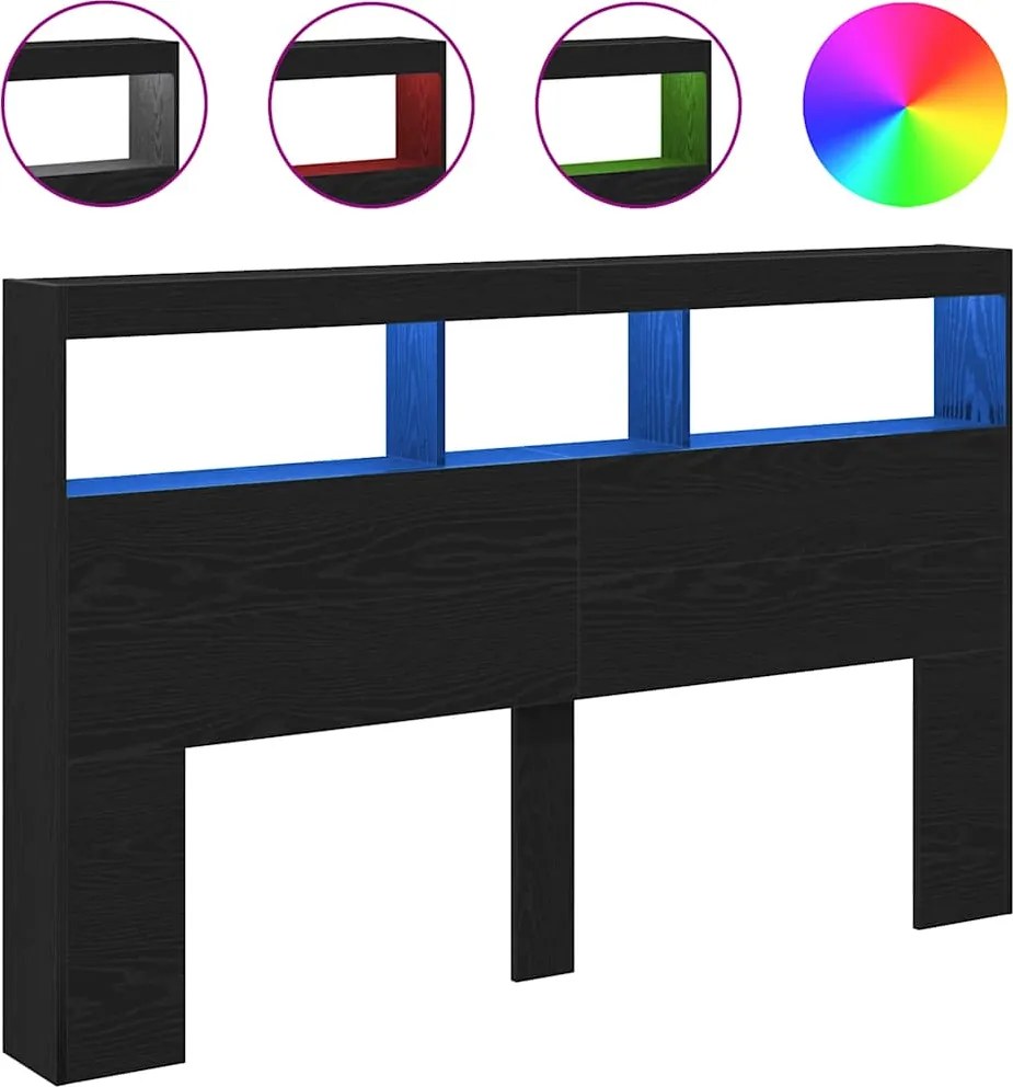 vidaXL Dulap pentru tăblie cu LED Stejar negru 160x17x102 cm