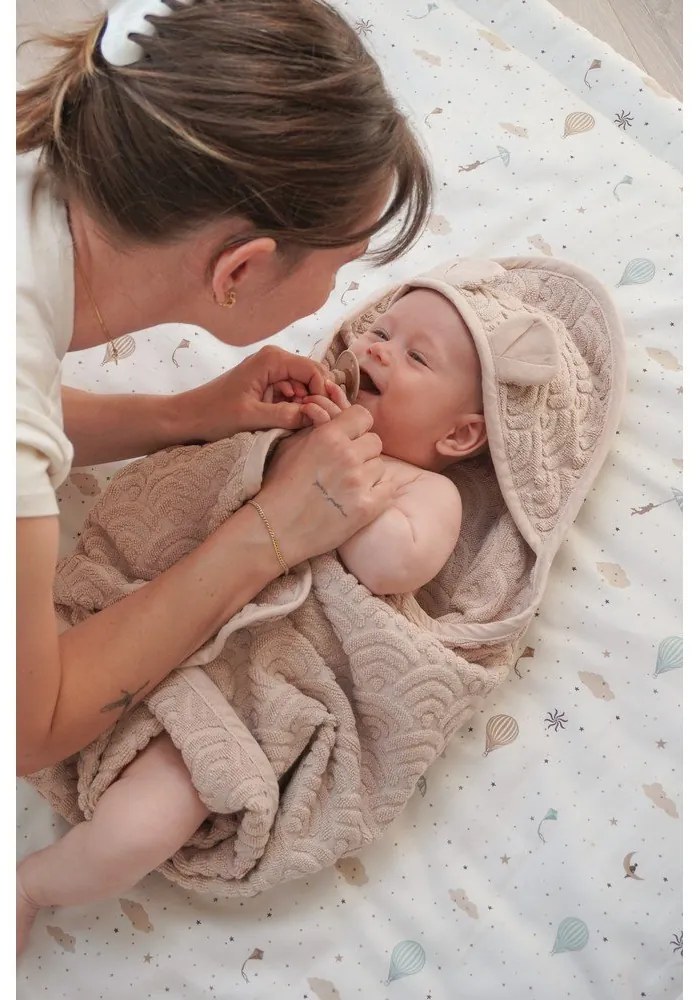 Prosop cu glugă pentru copii, bej din bumbac organic 80x80 cm Almond – Cam Cam Copenhagen