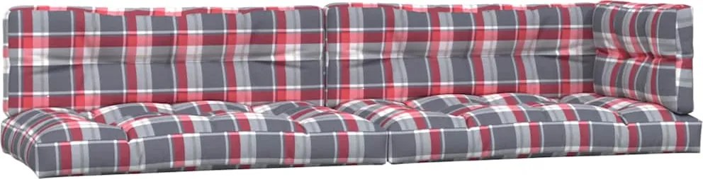 vidaXL Perne pentru paleți, 5 buc., roșu carouri, material textil