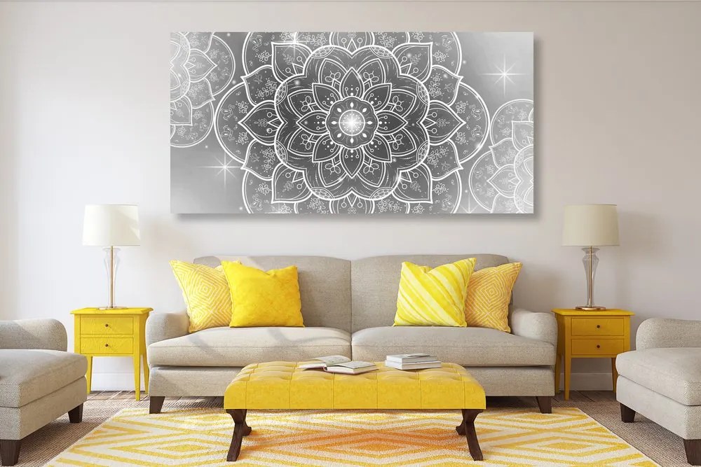 Tablou Mandalea orientală în design alb-negru