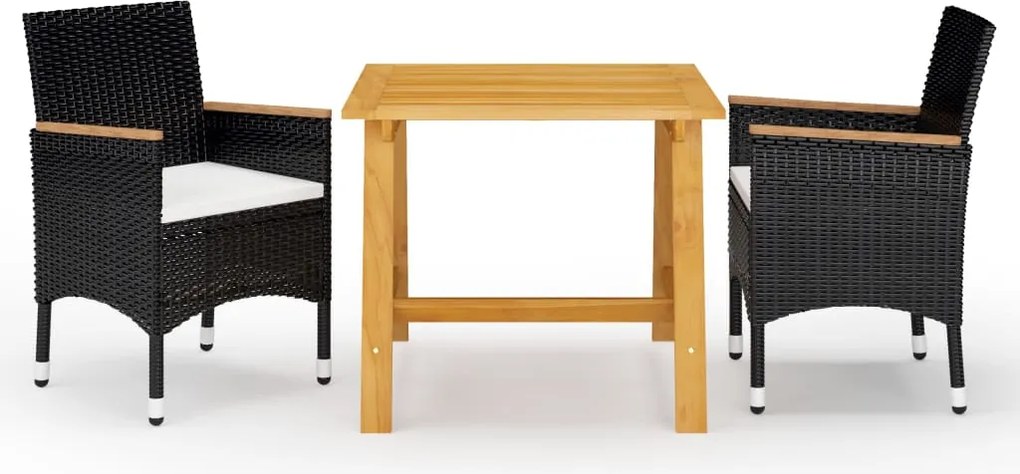 vidaXL Set mobilier de grădină, 3 piese, negru