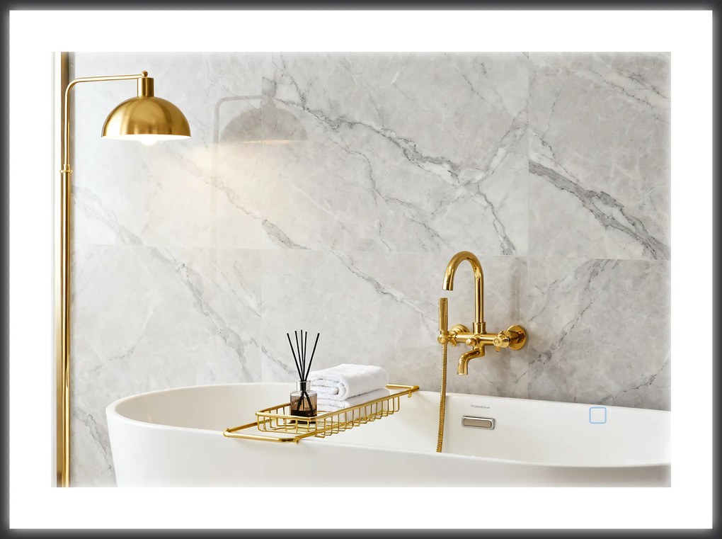 HOMCOM Oglindă de Baie cu Lumină LED 80x60 cm cu 3 Culori de Lumină Funcție Antiabur Funcție Memorie IP44 Orizontal/Vertical | Aosom Romania