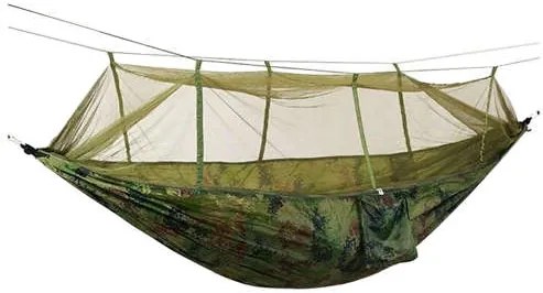 Hamac turistic cu plasa de tantari SANTIAGO 260x140 cm, verde