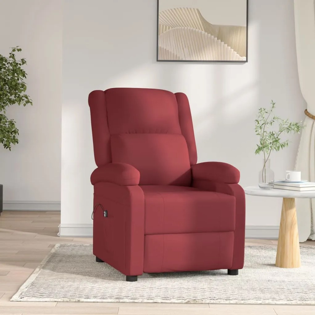 3073723 vidaXL Fotoliu rabatabil electric, roșu vin, piele ecologică