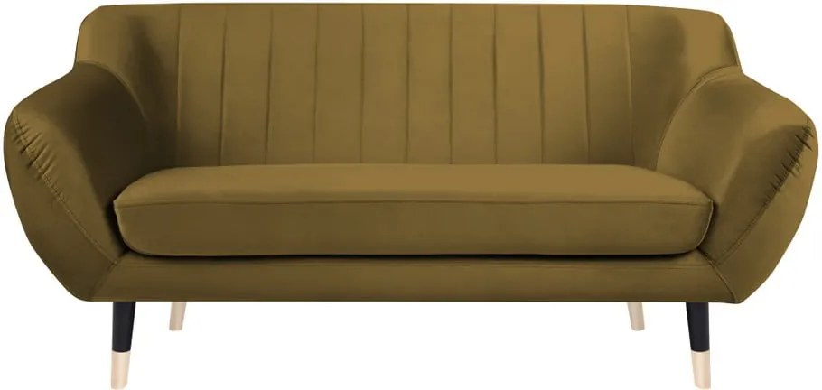 Canapea cu 2 locuri Mazzini Sofas BENITO cu picioare negre, galben muștar