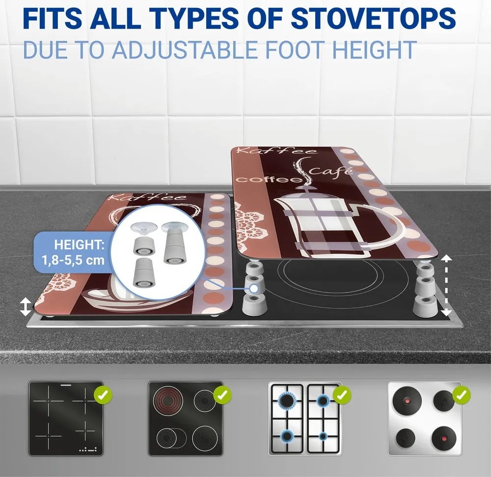 Set 2 protecții din sticlă pentru aragaz Maximex Coffee, 52 x 30 cm