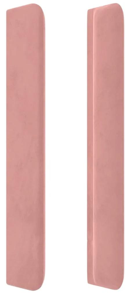 Tablie de pat cu aripioare, roz, 103x16x118 128 cm, catifea 1, Roz, 103 x 16 x 118 128 cm