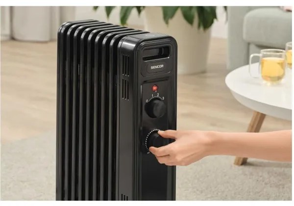 Sencor - radiator electric cu ulei, 9 secțiuni, 800/1200/2000W/230V, negru
