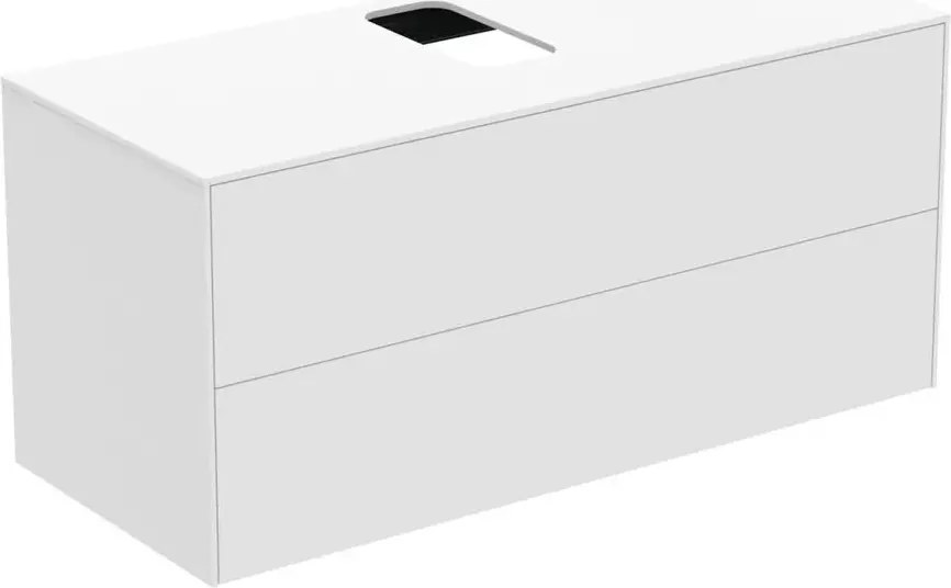 Dulap baza suspendat Ideal Standard Atelier Conca alb mat 2 sertare si blat cu decupaj central 120 cm