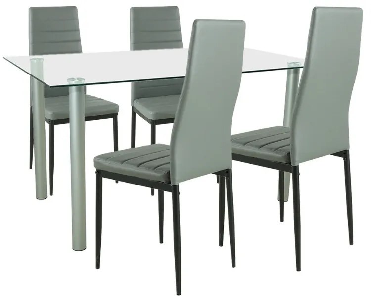 Set de masă Verna 4+1 gri-negru