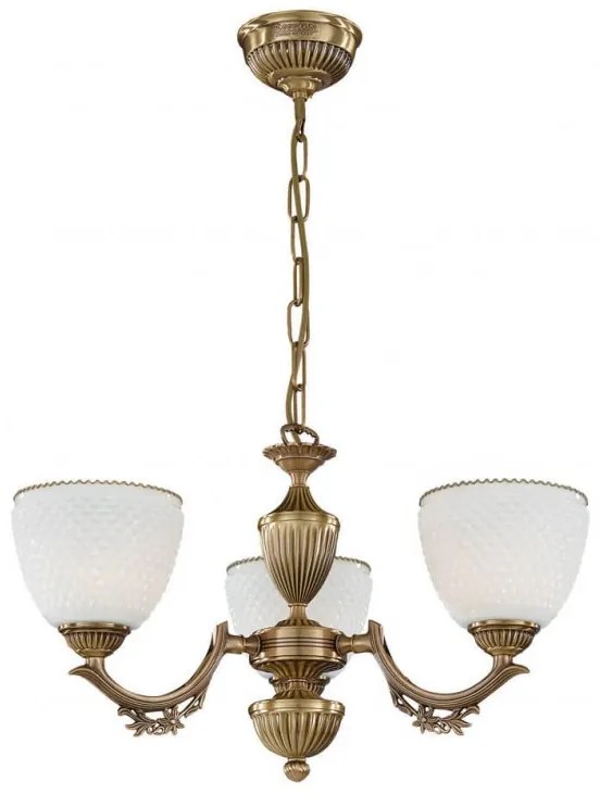 Candelabru cu 3 brate clasic design italian din alama si sticla 8651 RA-L. 8651/3