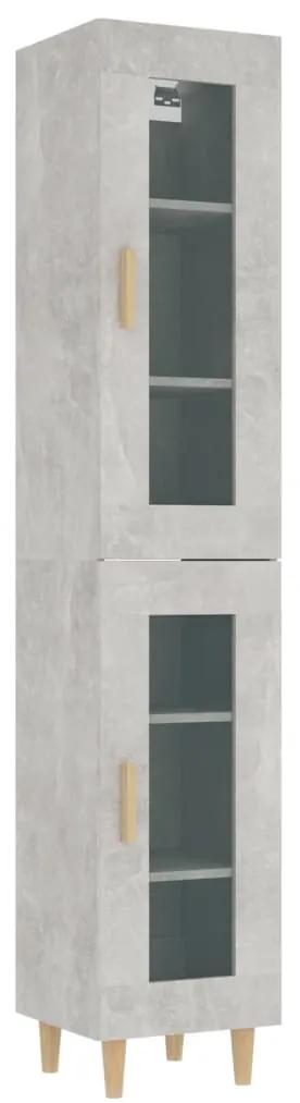 Dulap inalt, gri beton, 34,5x34x180 cm, lemn prelucrat