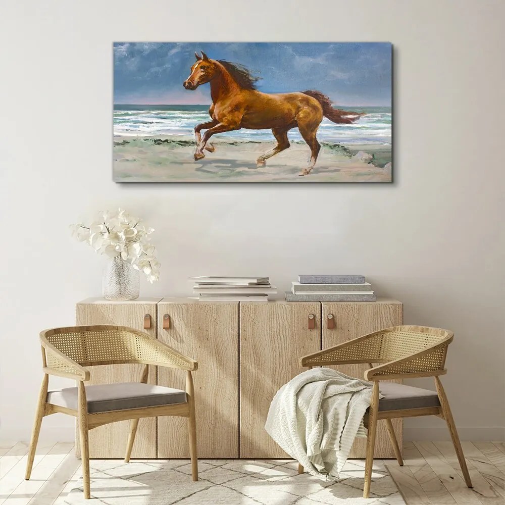 Tablou canvas plajă coasta cal mare valuri