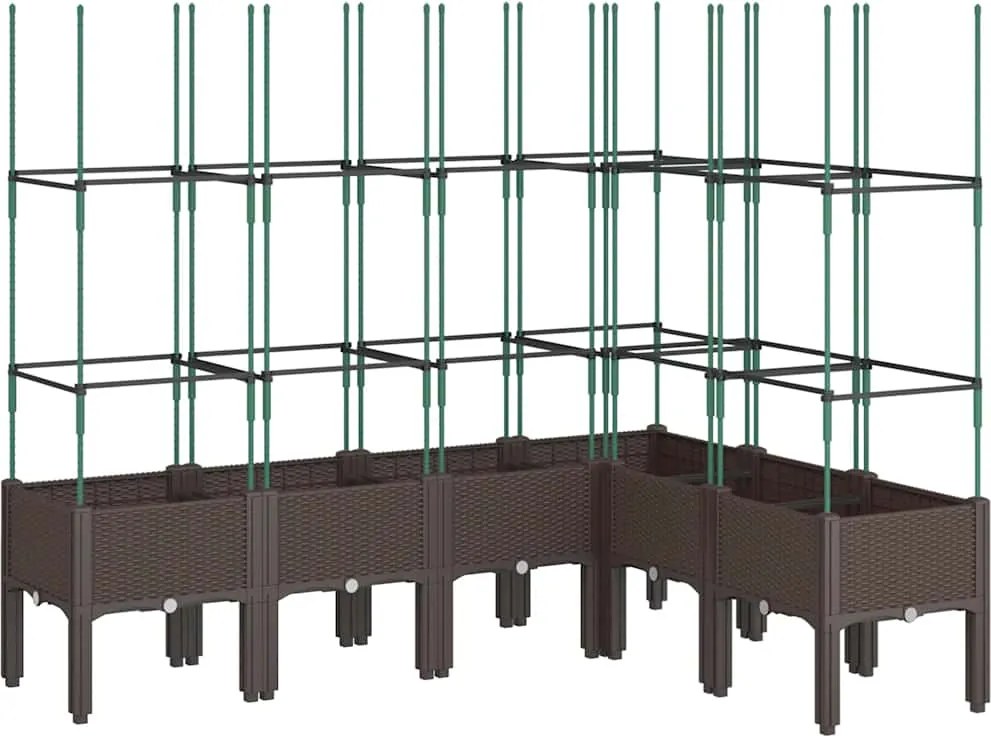 vidaXL Jardinieră de grădină cu spalier, maro, 160x120x142,5 cm, PP