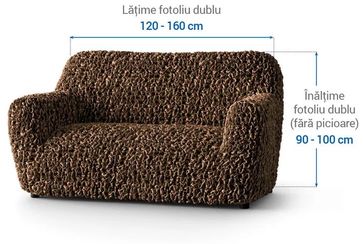 Huse bielastice VELVET maro fotoliu dublu (l. 120 - 160 cm)