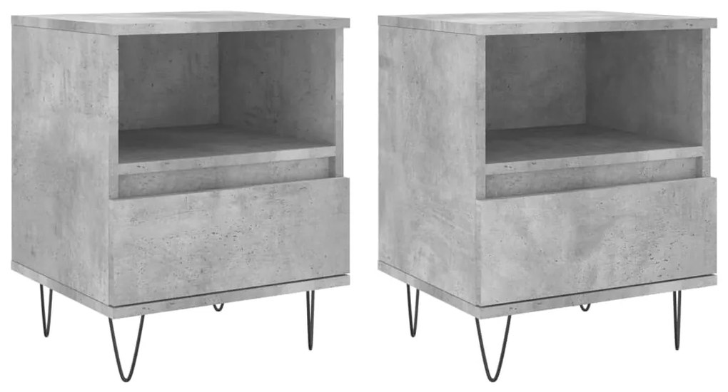vidaXL Noptiere, 2 buc., gri beton, 40x35x50 cm, lemn compozit