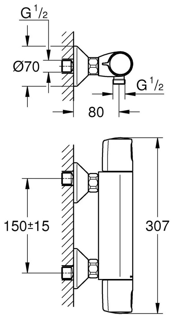 Grohe Precision baterie de dus perete da negru 1022172432