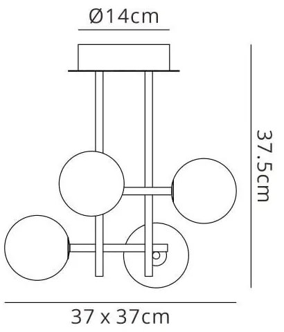 Lustra aplicata design Art Deco cu 4 surse de lumina CELLAR