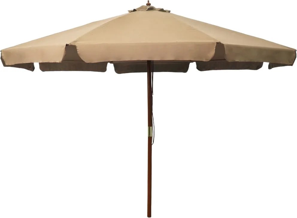 vidaXL Umbrelă de soare de exterior, stâlp din lemn, gri taupe, 330 cm