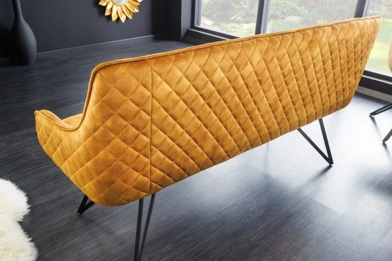 Bancheta cu aspect retro Euphoria 160cm, galben mustar