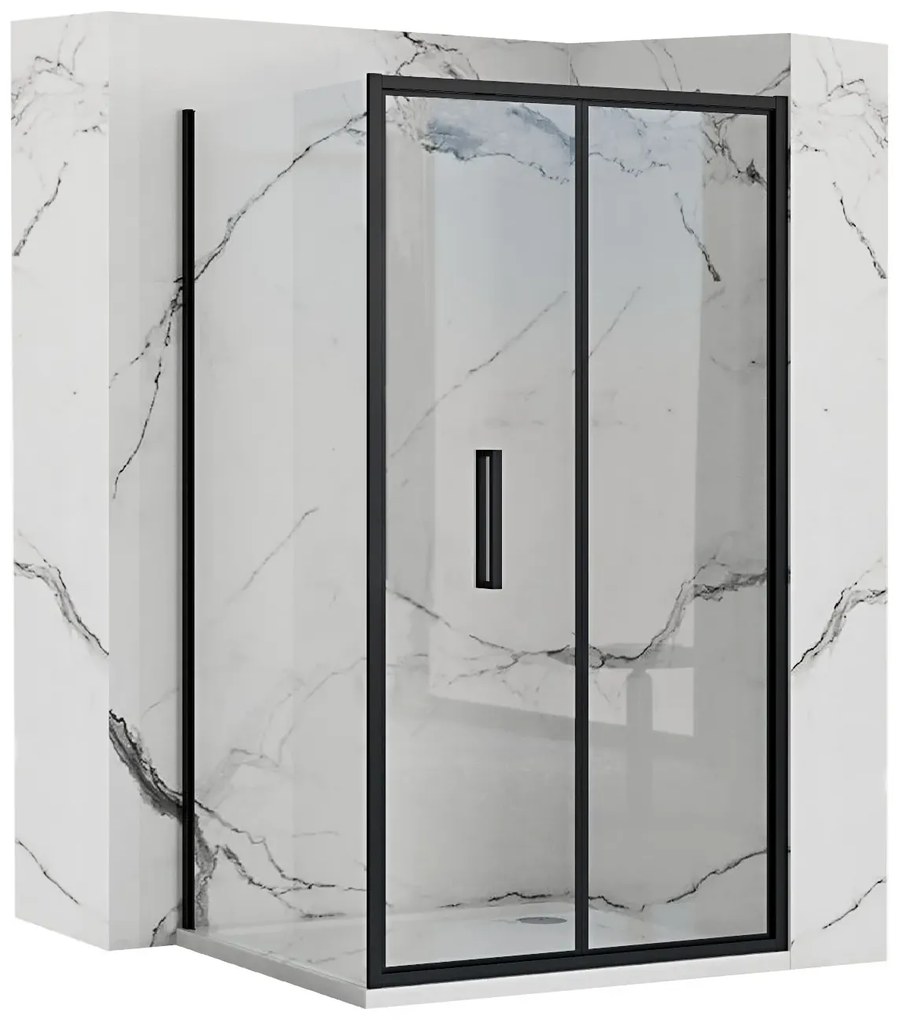 Cabina dus de colt Rapid Fold Negru 90x100cm, Rea