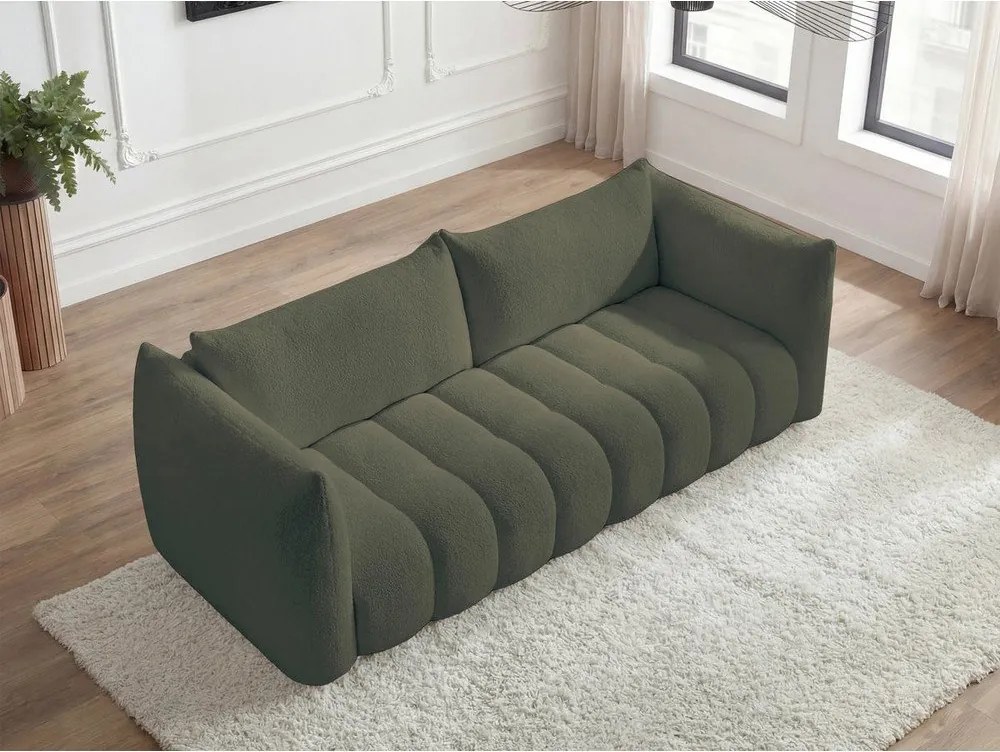 Canapea verde cu tapițerie din țesătură bouclé 286 cm Azra – Bobochic Paris