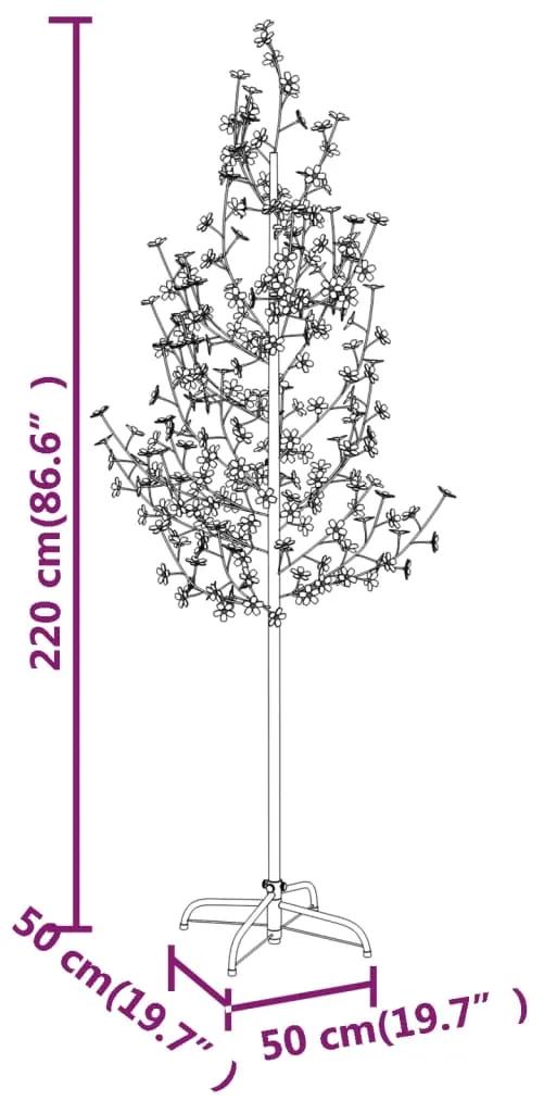 Copac cu flori de cires cu LED, 220 LED-uri alb calde, 220 cm 220 cm, 1