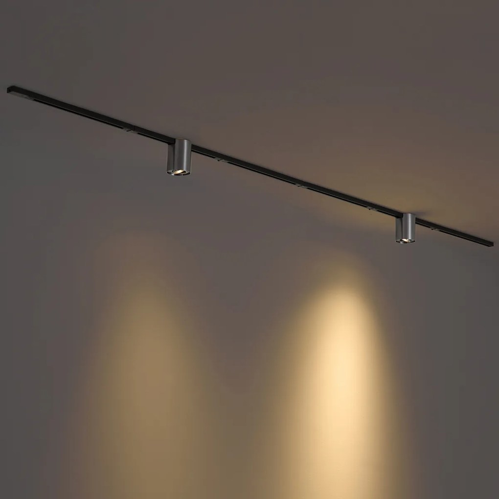 Sistem de șină modern negru cu 2 spoturi gunmetal monofazate - Iconic Rondoo Up
