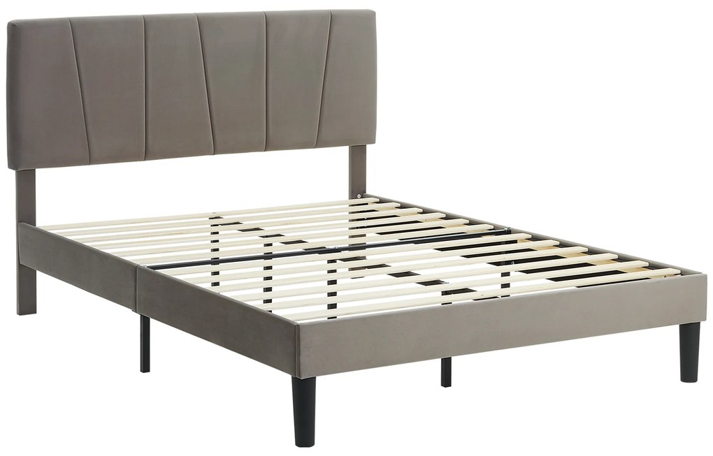 HOMCOM Cadru de pat dublu 140 x 190 cm pat 2 persoane cap de pat reglabil somier 150 x 198 x 100/105/110/115/120 cm gri | Aosom Romania