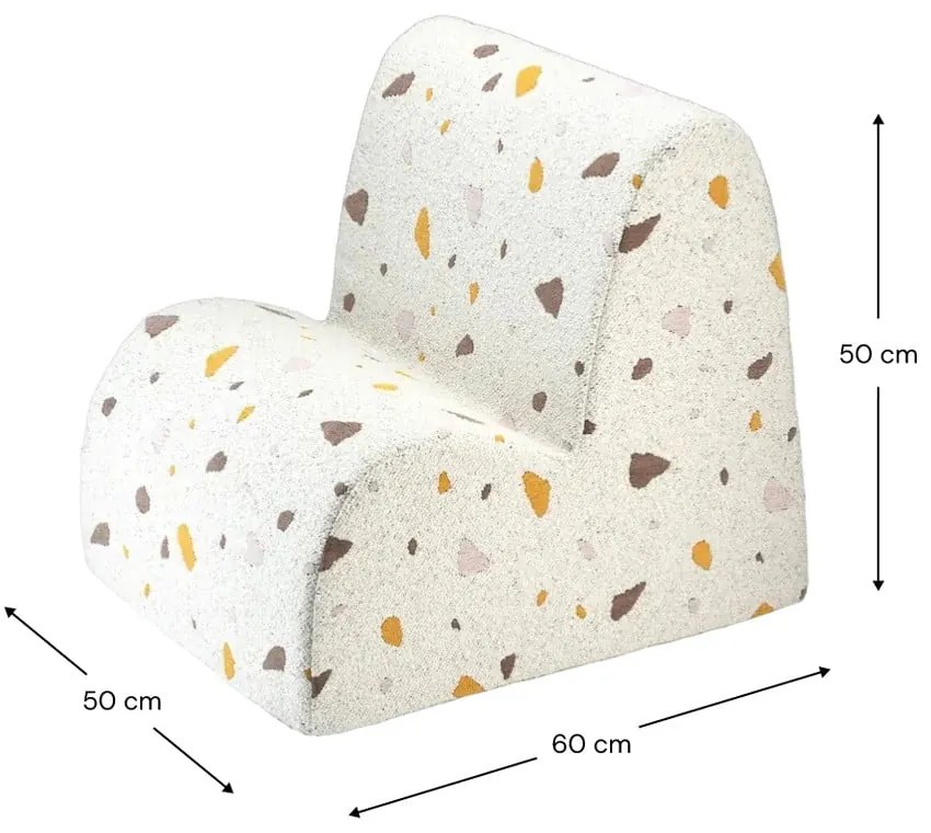 Fotoliu de copii alb cu tapițerie din țesătură bouclé/cu tapițerie din chenille Terrazzo Cloud – Wigiwama