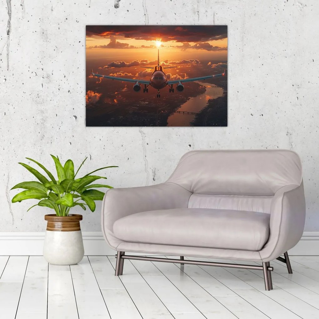 Tablou pe sticlă - Avion de transport (70x50 cm)