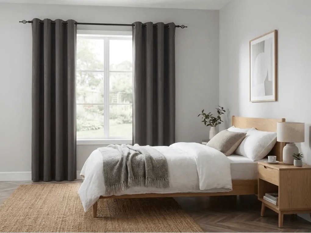 Draperie opaca DUNES VELVET 140x250 cm, gri inchis Agatat: Inele metalice