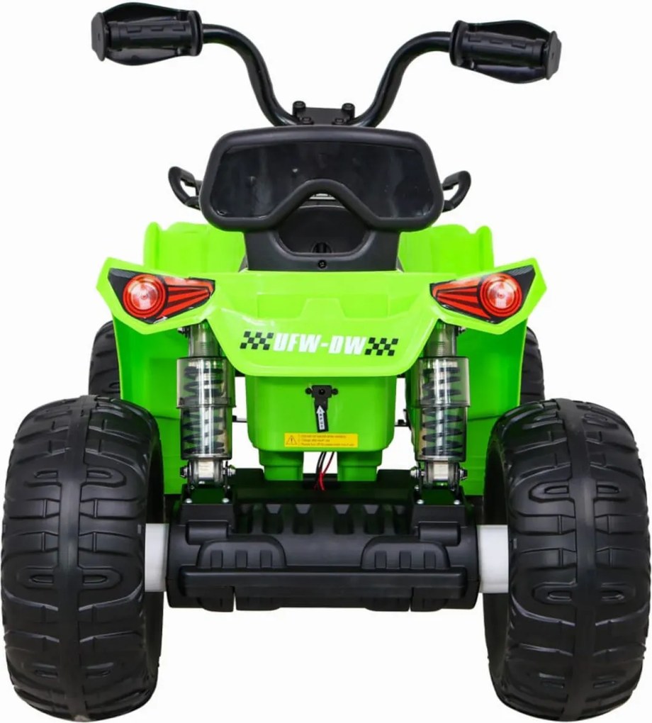 ATV Electric cu acumulator pentru copii NOVOKIDS™ Madness Quad PRO , Cu melodii si lumini, Lungime 100 cm, 3-8 ani , Max 30 kg , Roti EVA, 12V, Verde