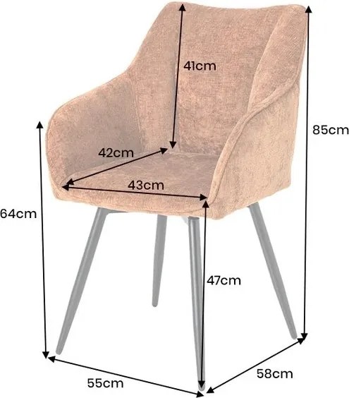 Set de 2 scaune pivotante, Metal Negru, Chenille Maro, AVIGNON A-46471 VC