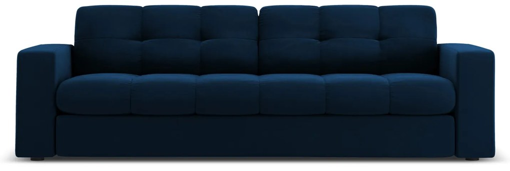 Canapea Justin cu 3 locuri si tapiterie din catifea, albastru royal