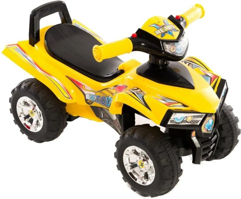 Masinuta cu Functie de Trotineta Fara Pedale Pentru Copii NOVOKIDS™ ATV Rider, Maxim 27 Kg, Cu Melodii, Sezut comfortabil, Galben