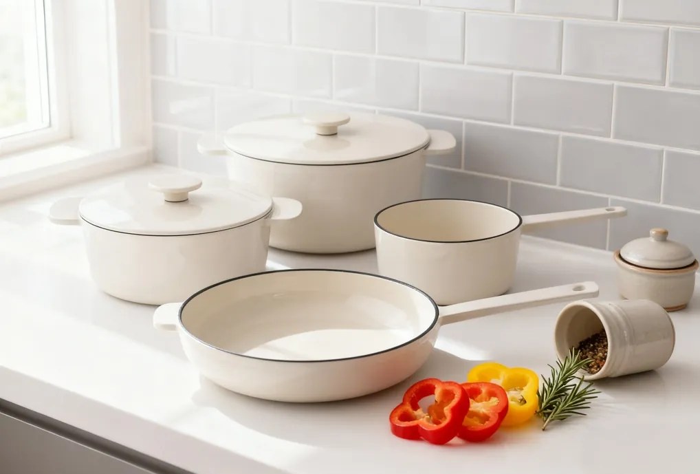 Set oale de fonta emailate, 6 piese, cu tigaie si oala sos Anden Carl Schmidt Sohn102906