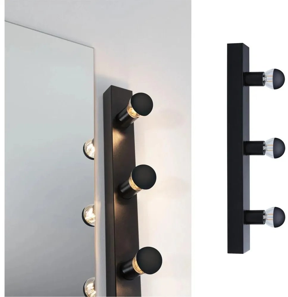 Corp de iluminat pentru oglindă de baie Paulmann 80097 3xE14/40W IP44 REGULA 230V negru