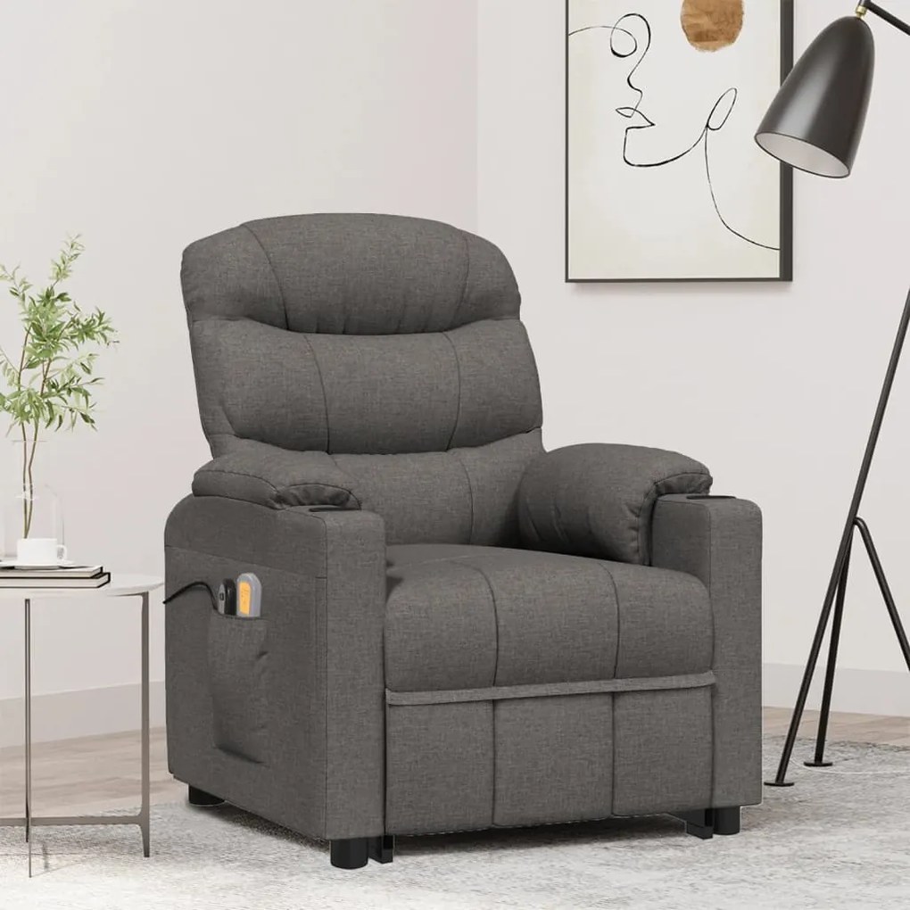 3143542 vidaXL Fotoliu de masaj rabatabil electric, gri deschis, textil