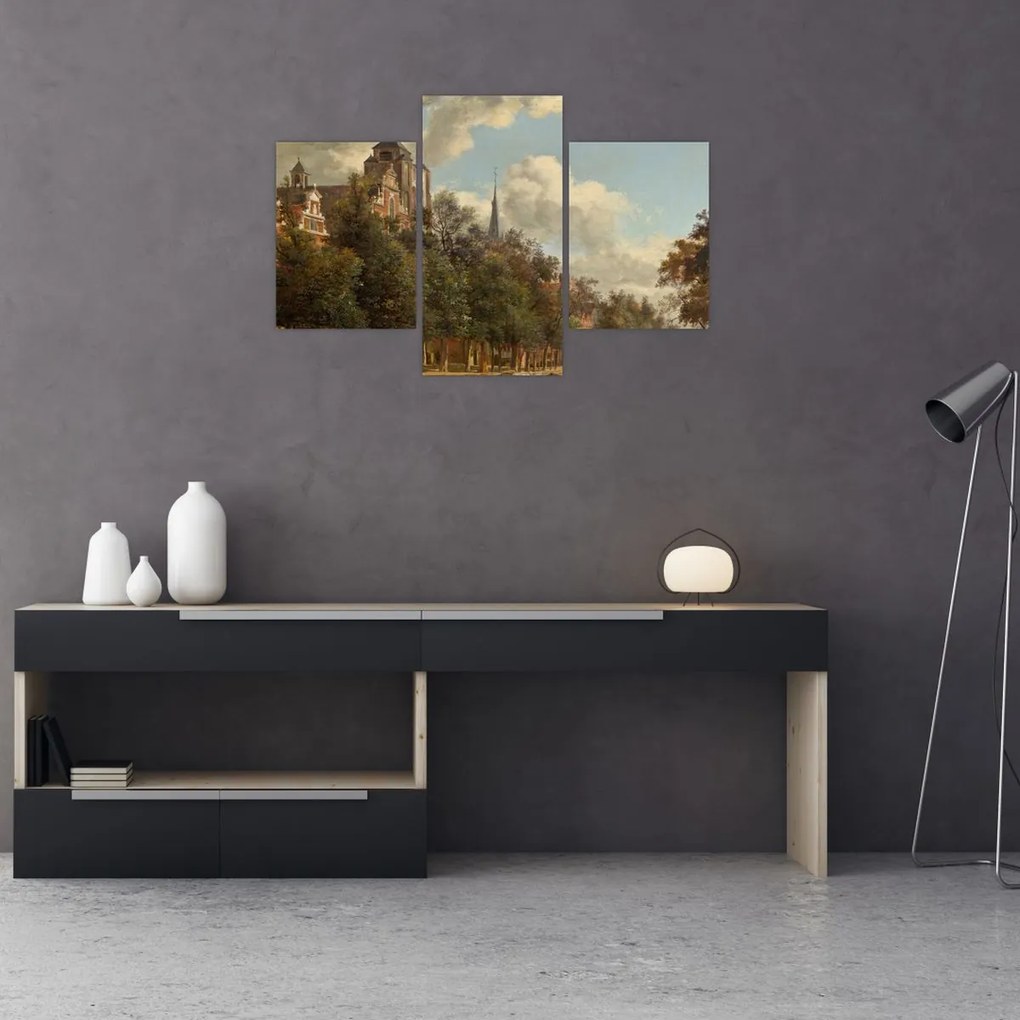 Tablou - Jan van der Heyden, View Down a Dutch Canal, reproducere (90x60 cm)