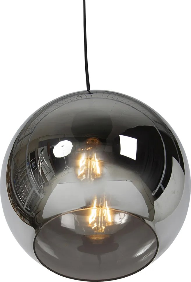 Lampă suspendată inteligentă neagră cu sticlă fumurie, inclusiv Wi-Fi A60 - Wallace