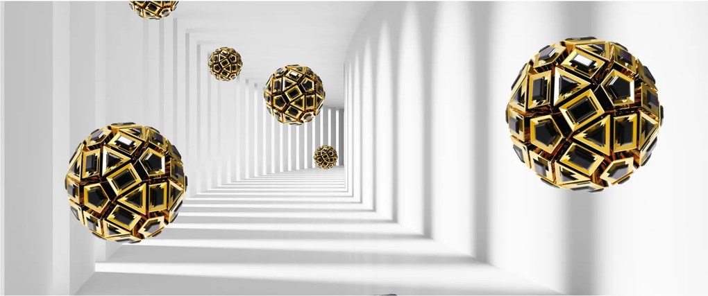 Tablou abstract cu mingi de fotbal (120x50 cm)