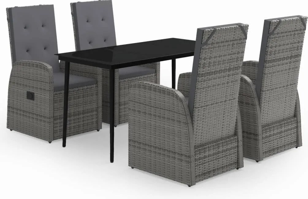 vidaXL Set de mobilier pentru grădină, cu perne, 5 piese, gri