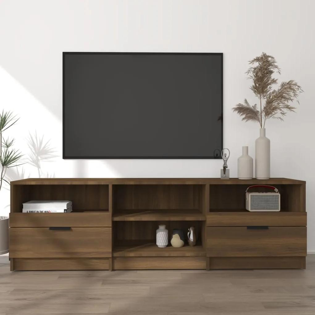 Comoda TV, stejar maro, 150x33,5x45 cm, lemn prelucrat 1, Stejar brun