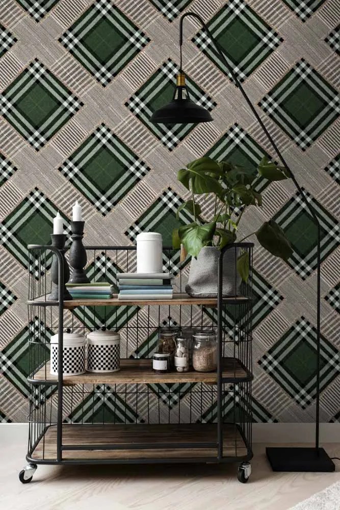 MINDTHEGAP Tapet - Checkered Patchwork British Green