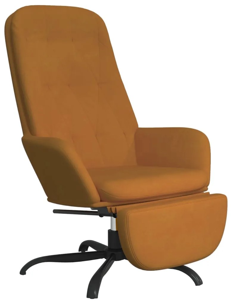 3097649 vidaXL Scaun de relaxare cu taburet, maro, catifea