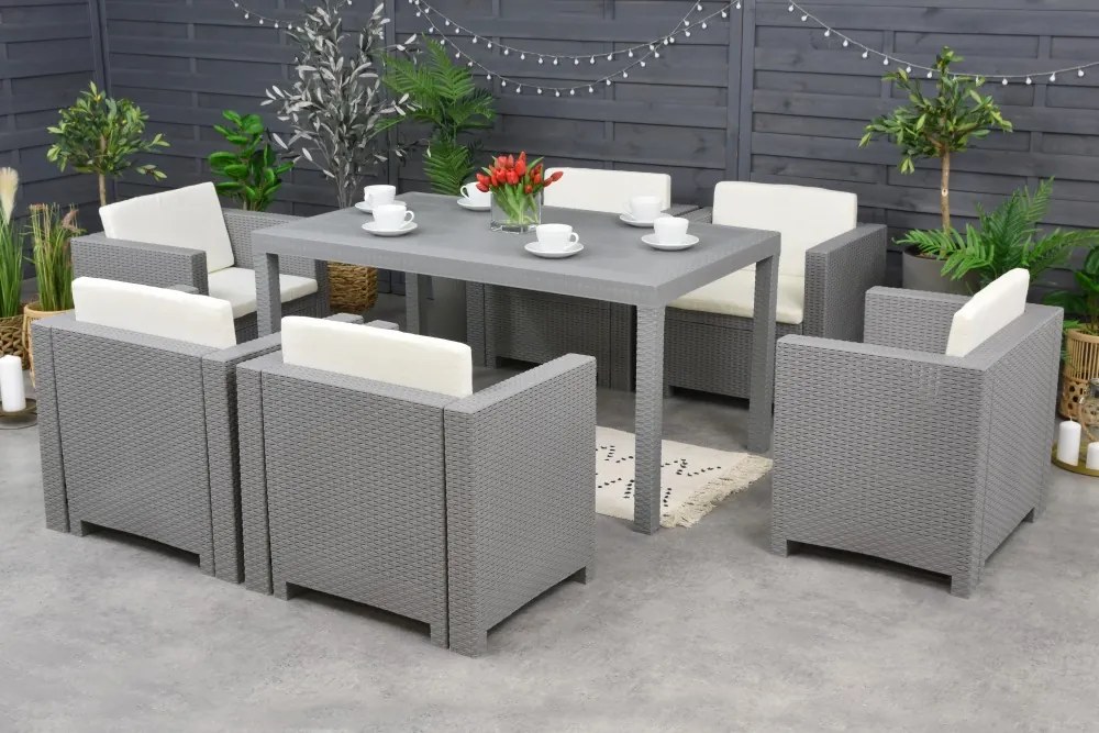 Mobilier de terasă din tehnoratan Colorado Premium 6 Bica gri