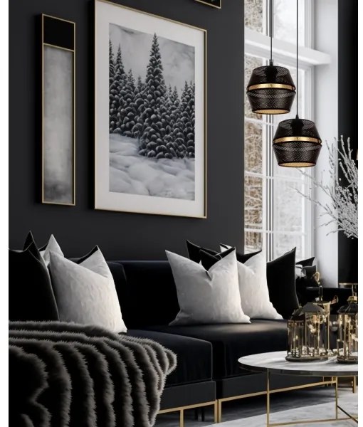 Lustră pe cablu PARIS 2xE27/60W/230V neagră/aurie