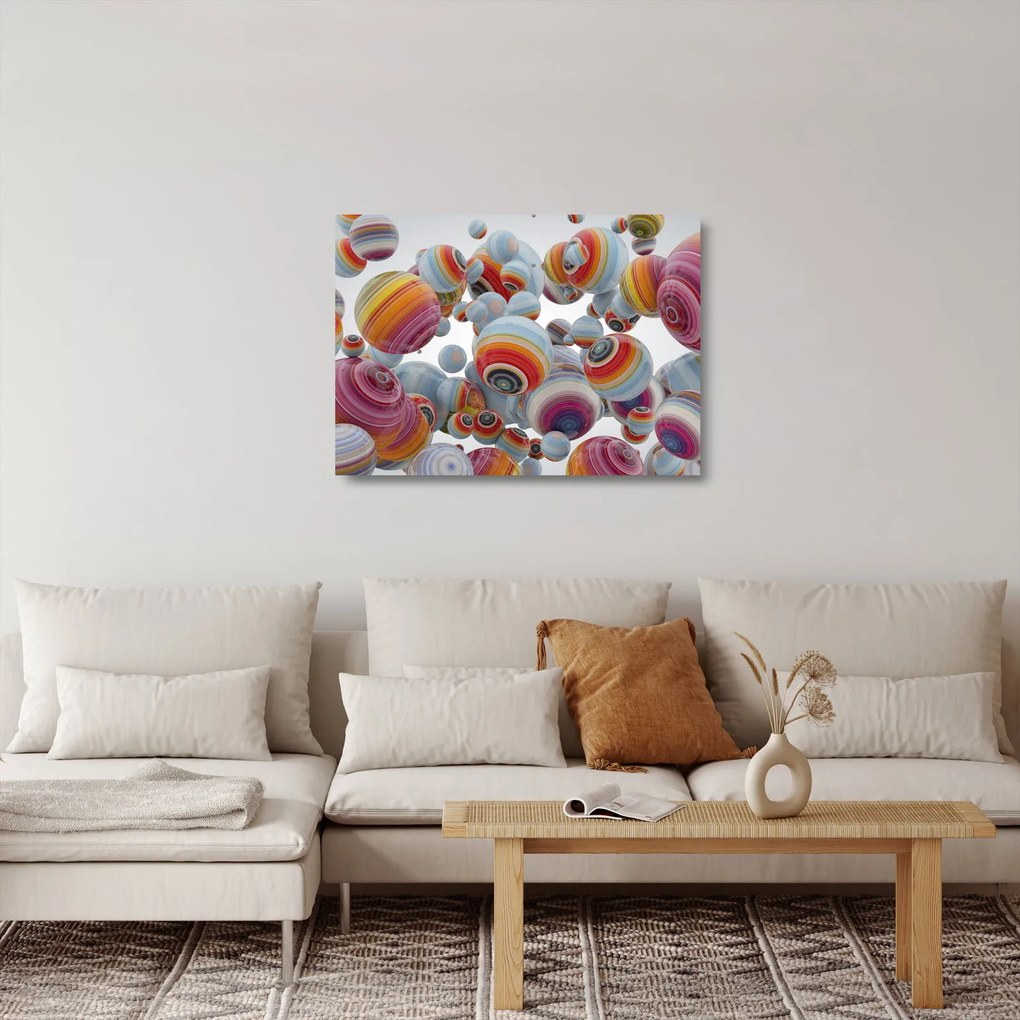 Tablou pe sticlă cu bile pictate (70x50 cm)