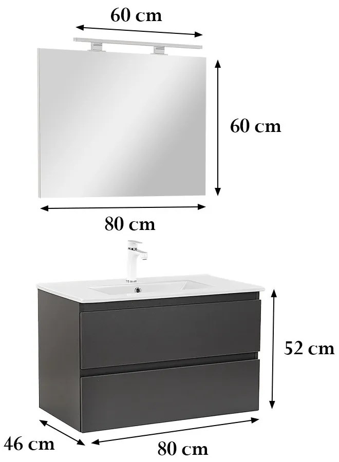 Mobilier complet de baie Vario Forte 80 antracit-antracit